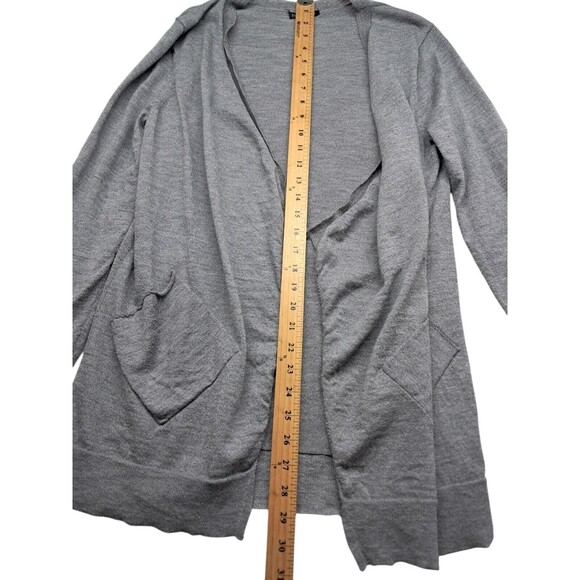 Eileen Fisher Open Cardigan Sweater 100% Wool Gray Pockets‎ Women's Medium - Picture 9 of 9